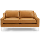 Kaiser 64" Stainless Steel Base Leather Loveseat