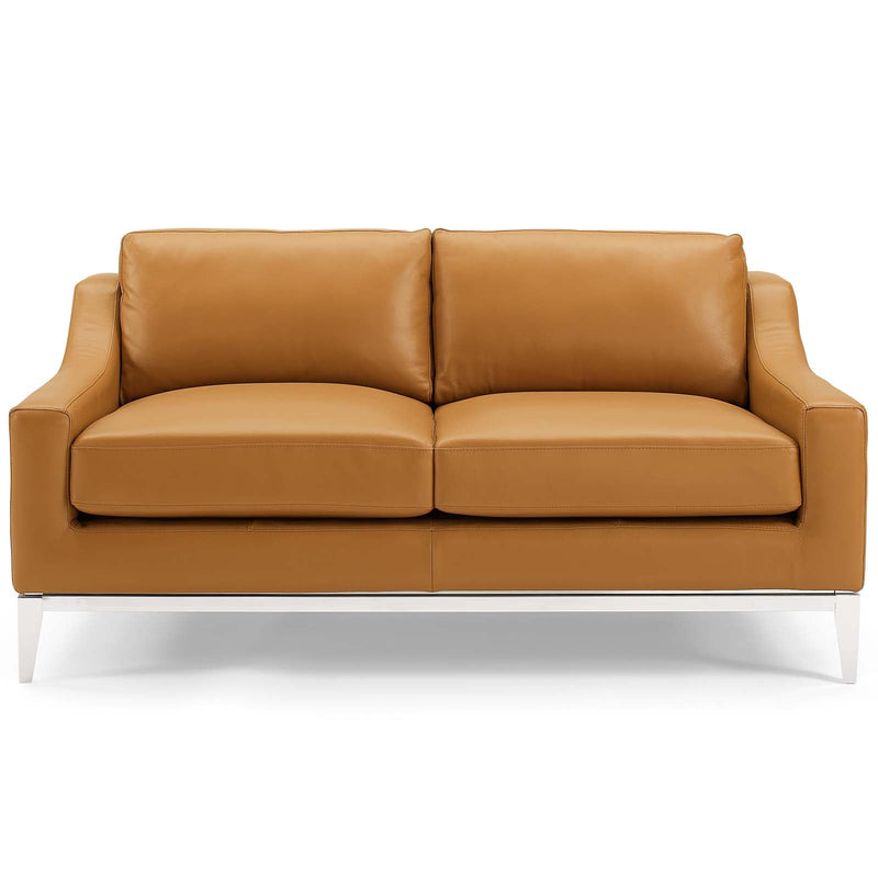 Kaiser 64" Stainless Steel Base Leather Loveseat