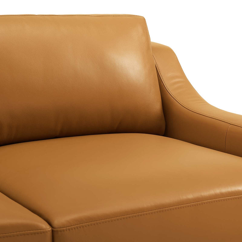 Kaiser 64" Stainless Steel Base Leather Loveseat