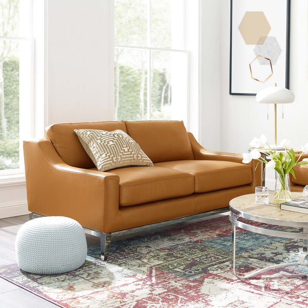 Kaiser 64" Stainless Steel Base Leather Loveseat