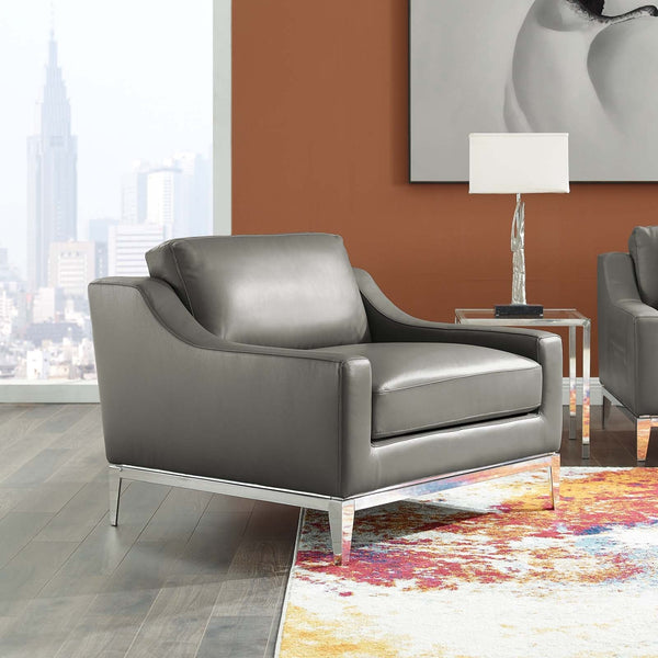 Kaiser Stainless Steel Base Leather Armchair