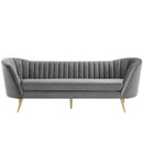 Natalia Vertical Channel Tufted Curved Performance Velvet Sofa