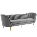 Natalia Vertical Channel Tufted Curved Performance Velvet Sofa