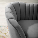 Natalia Vertical Channel Tufted Curved Performance Velvet Sofa