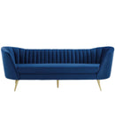 Natalia Vertical Channel Tufted Curved Performance Velvet Sofa