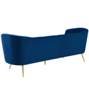 Natalia Vertical Channel Tufted Curved Performance Velvet Sofa