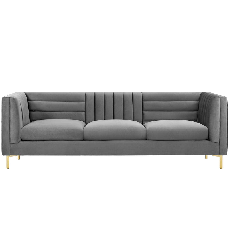 Lina Channel Tufted Performance Velvet Sofa