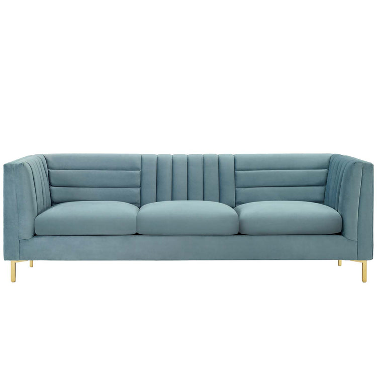 Lina Channel Tufted Performance Velvet Sofa