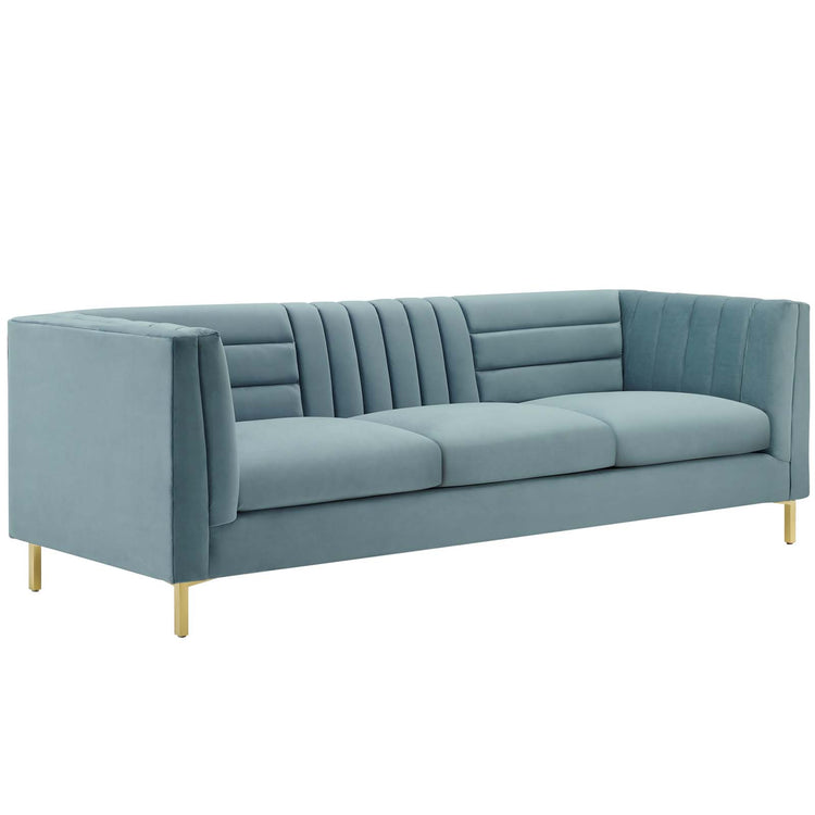 Lina Channel Tufted Performance Velvet Sofa