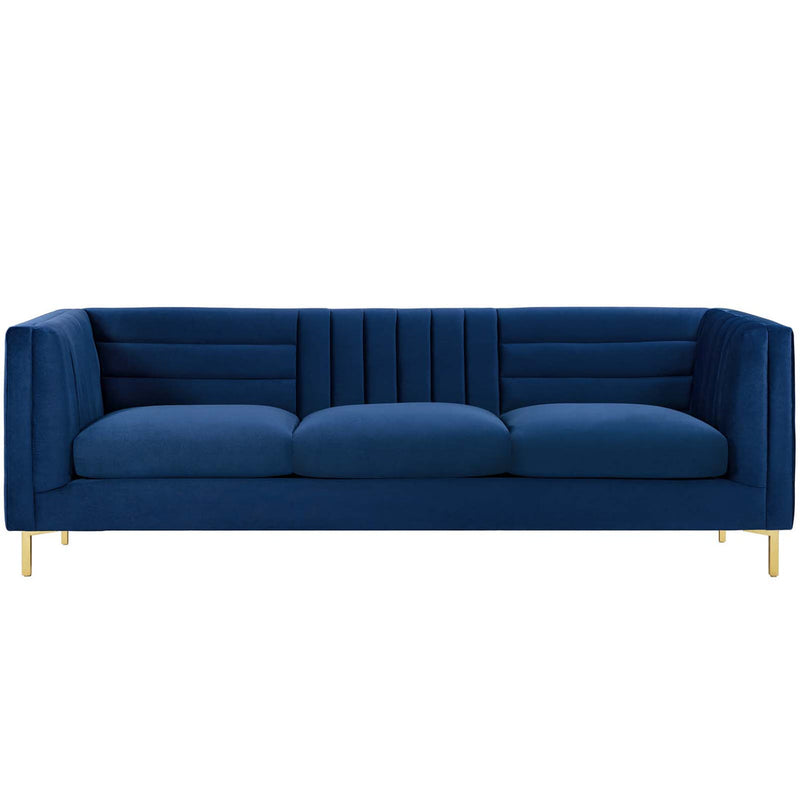 Lina Channel Tufted Performance Velvet Sofa