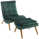 Raquel Upholstered Performance Velvet Lounge Chair and Ottoman Set