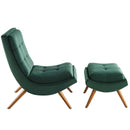 Raquel Upholstered Performance Velvet Lounge Chair and Ottoman Set