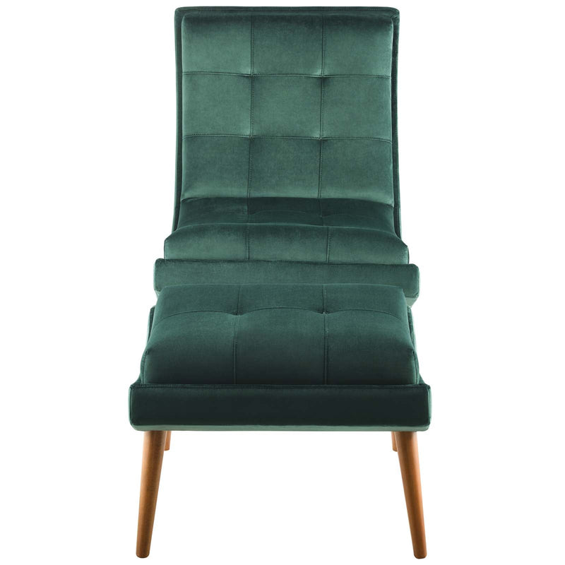 Raquel Upholstered Performance Velvet Lounge Chair and Ottoman Set