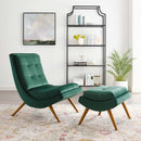 Raquel Upholstered Performance Velvet Lounge Chair and Ottoman Set