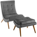 Raquel Upholstered Performance Velvet Lounge Chair and Ottoman Set