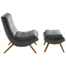 Raquel Upholstered Performance Velvet Lounge Chair and Ottoman Set