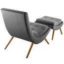 Raquel Upholstered Performance Velvet Lounge Chair and Ottoman Set