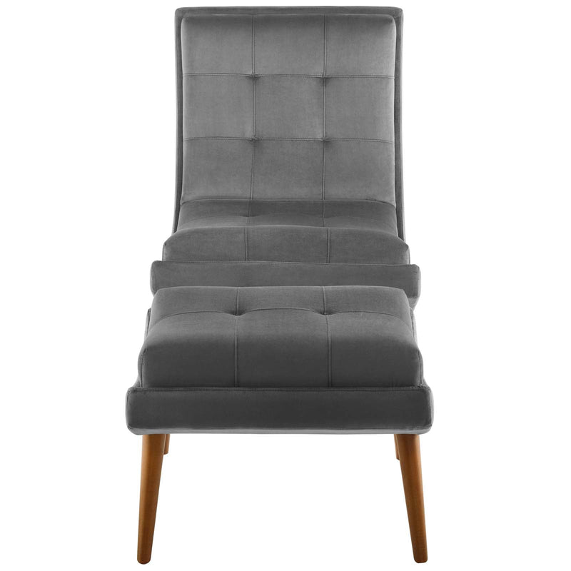 Raquel Upholstered Performance Velvet Lounge Chair and Ottoman Set