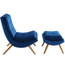 Raquel Upholstered Performance Velvet Lounge Chair and Ottoman Set