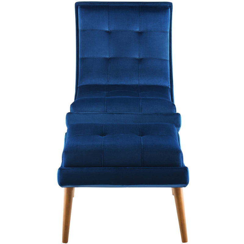 Raquel Upholstered Performance Velvet Lounge Chair and Ottoman Set