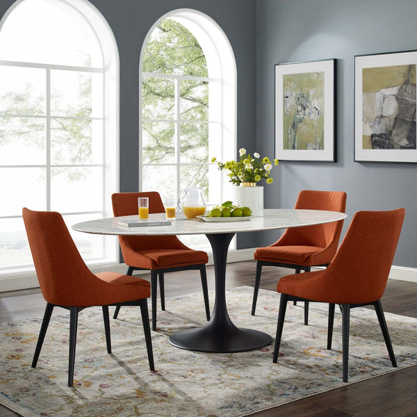 Ada 78" Oval Artificial Marble Dining Table
