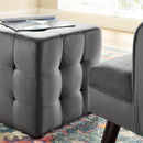 Avyaan Tufted Cube Performance Velvet Ottoman