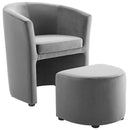 Wade Performance Velvet Arm Chair and Ottoman Set