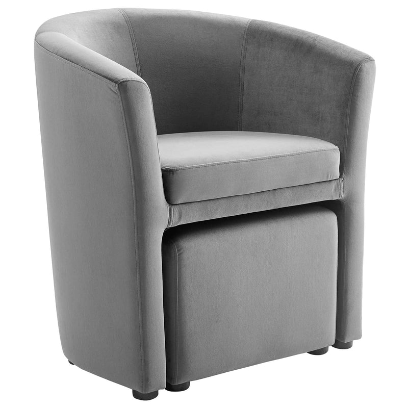 Wade Performance Velvet Arm Chair and Ottoman Set