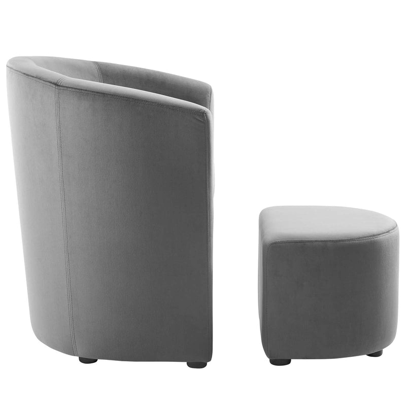 Wade Performance Velvet Arm Chair and Ottoman Set