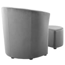 Wade Performance Velvet Arm Chair and Ottoman Set