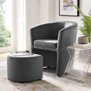 Wade Performance Velvet Arm Chair and Ottoman Set
