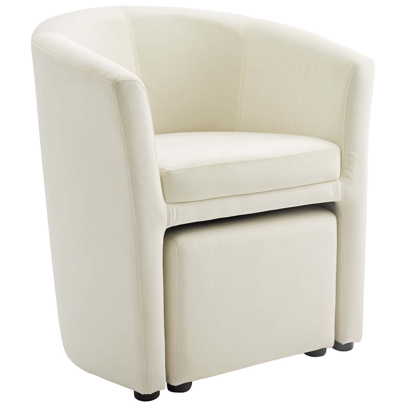 Wade Performance Velvet Arm Chair and Ottoman Set