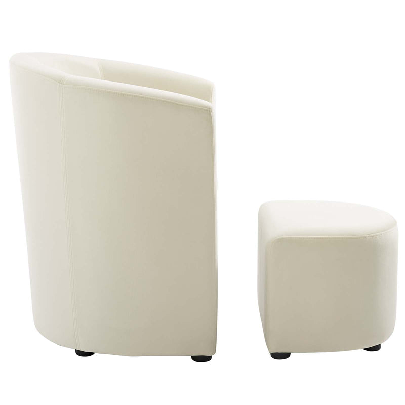 Wade Performance Velvet Arm Chair and Ottoman Set