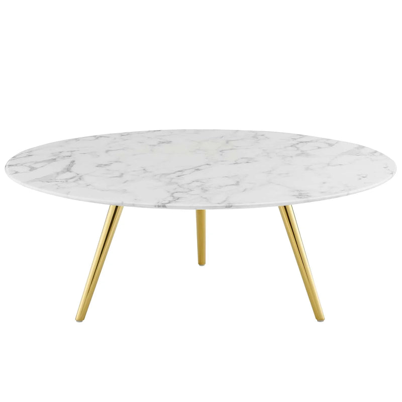 Alaric 40" Round Artificial Marble Coffee Table with Tripod Base