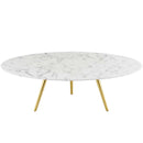 Zahir Round Artificial Marble Coffee Table with Tripod Base