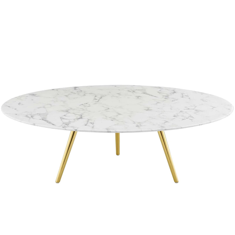 Zahir Round Artificial Marble Coffee Table with Tripod Base