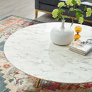 Zahir Round Artificial Marble Coffee Table with Tripod Base