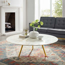 Zahir Round Artificial Marble Coffee Table with Tripod Base