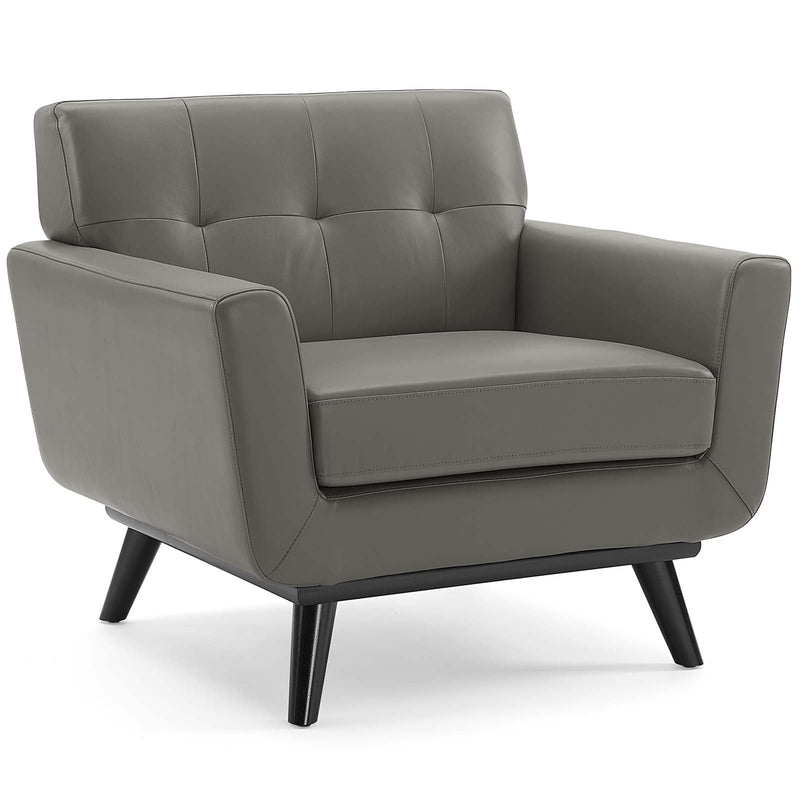 Ezekiel Top-Grain Leather Living Room Lounge Accent Armchair