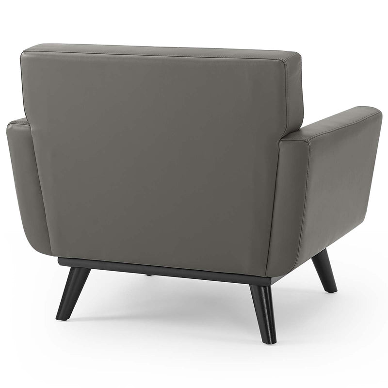 Ezekiel Top-Grain Leather Living Room Lounge Accent Armchair