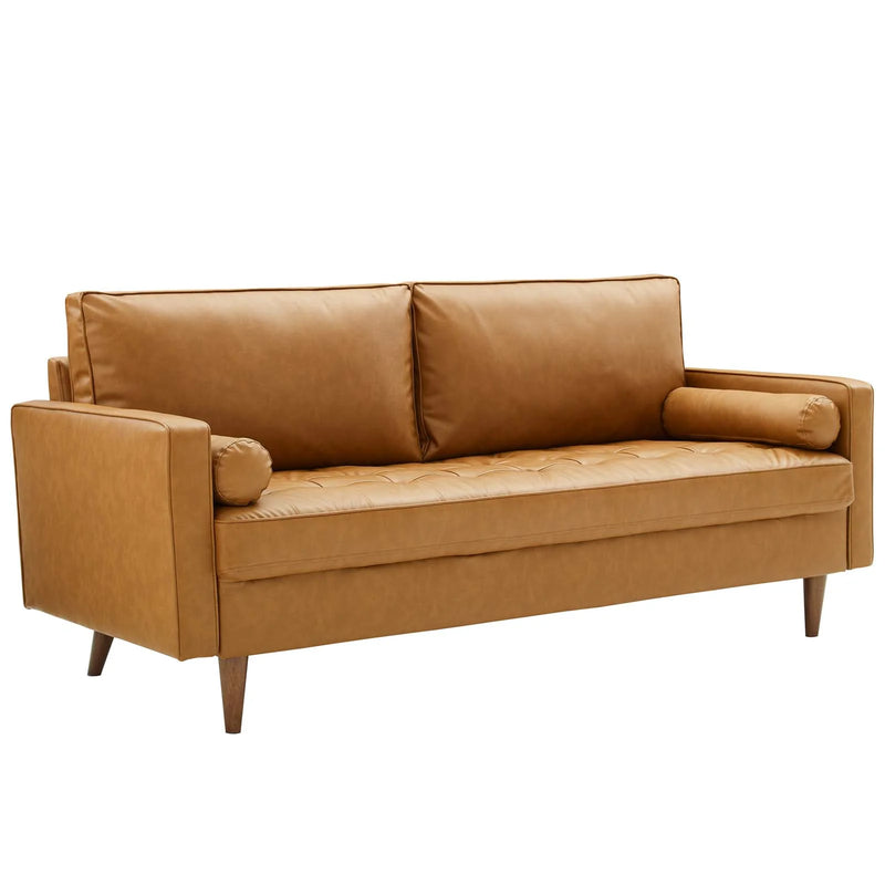 Cannon Upholstered Faux Leather Sofa