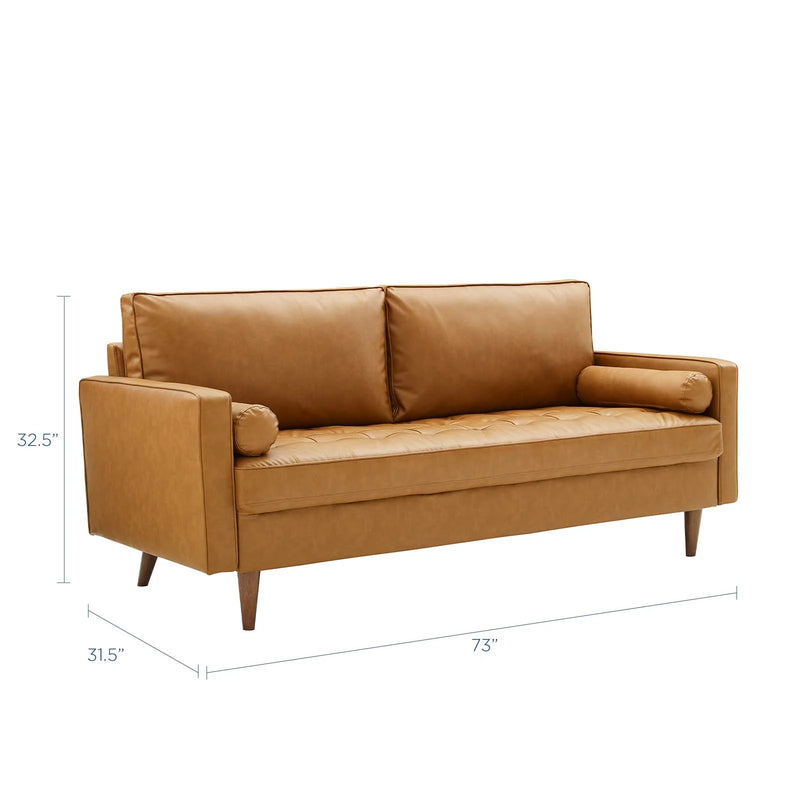 Cannon Upholstered Faux Leather Sofa