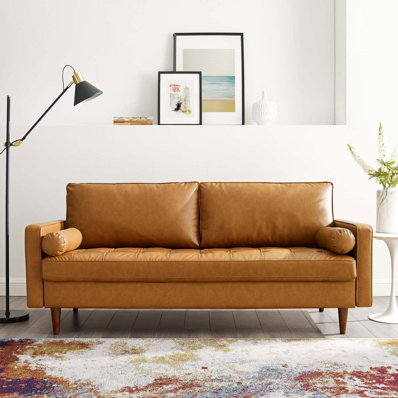 Cannon Upholstered Faux Leather Sofa