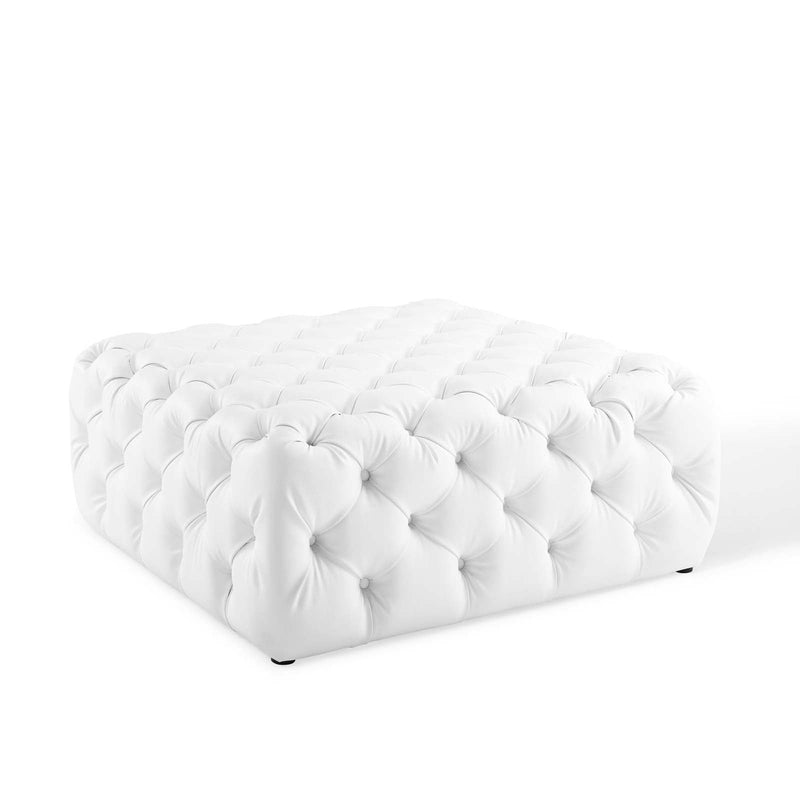 Anakin Tufted Button Large Square Faux Leather Ottoman
