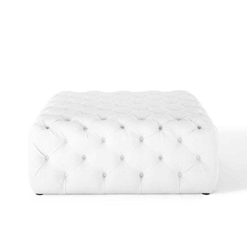 Anakin Tufted Button Large Square Faux Leather Ottoman