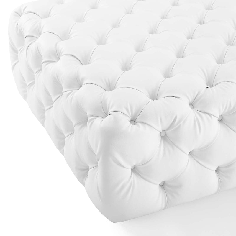 Anakin Tufted Button Large Square Faux Leather Ottoman