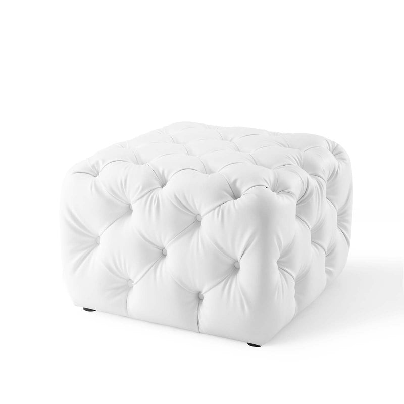 Anakin Tufted Button Square Faux Leather Ottoman
