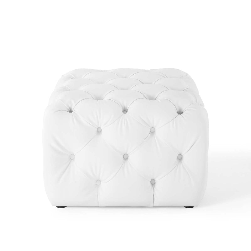 Anakin Tufted Button Square Faux Leather Ottoman