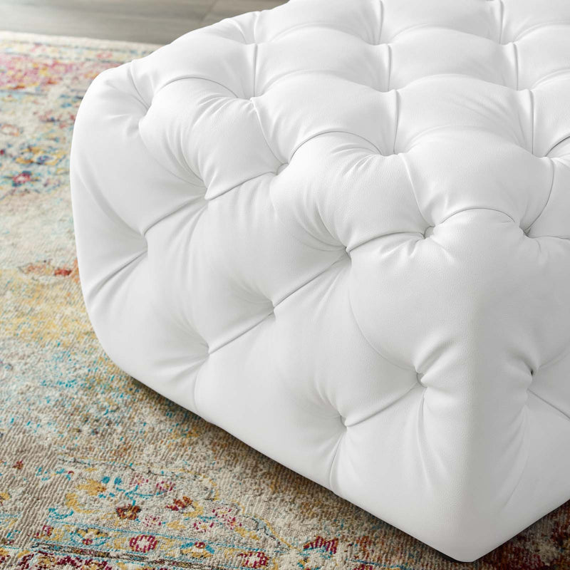 Anakin Tufted Button Square Faux Leather Ottoman