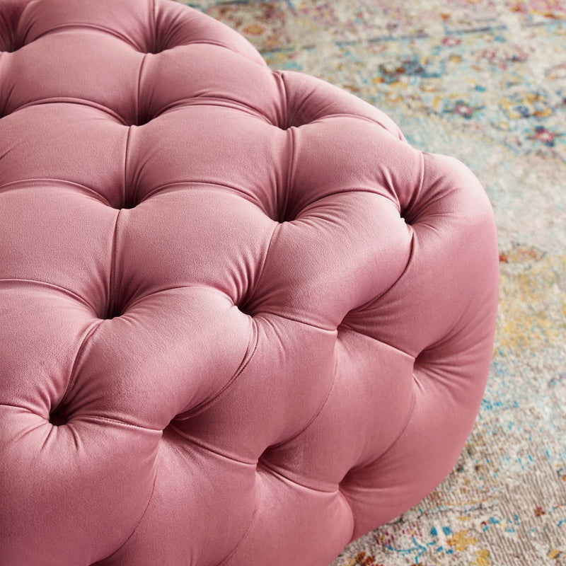 Anakin Tufted Button Square Performance Velvet Ottoman